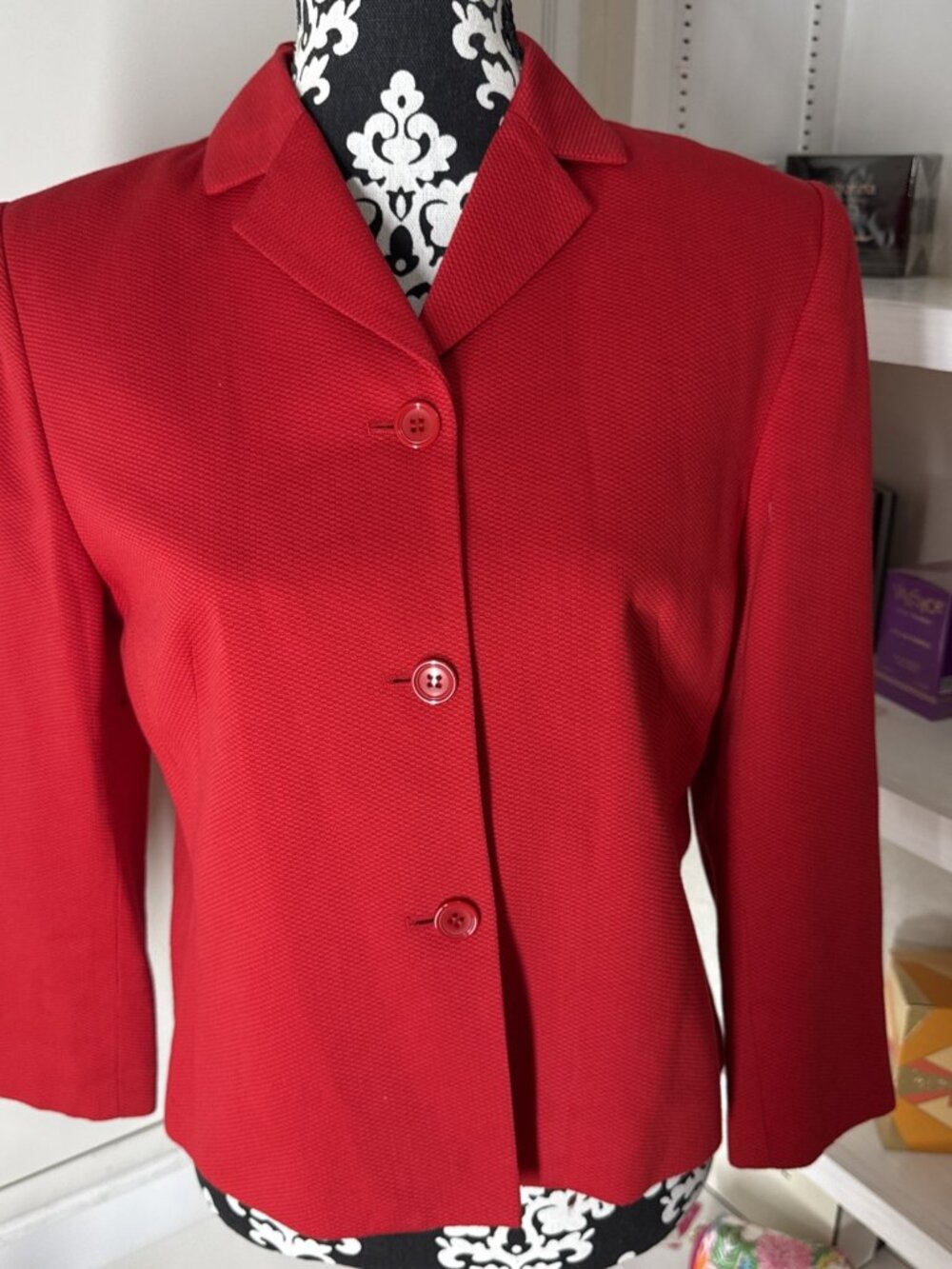 Vintage Pendleton Women’s Jacket Blazer 8, Red, Textured Cotton, 90's Classic